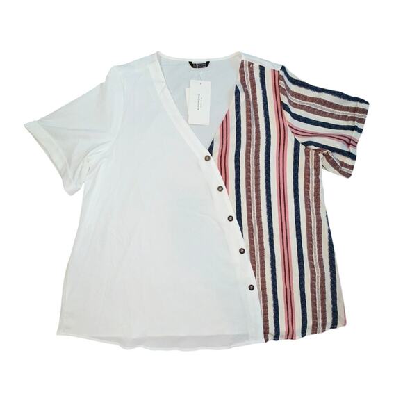 Bloomchic Plus Size Stripped Button Front Blouse Women's 18-20 NWT - Picture 1 of 4